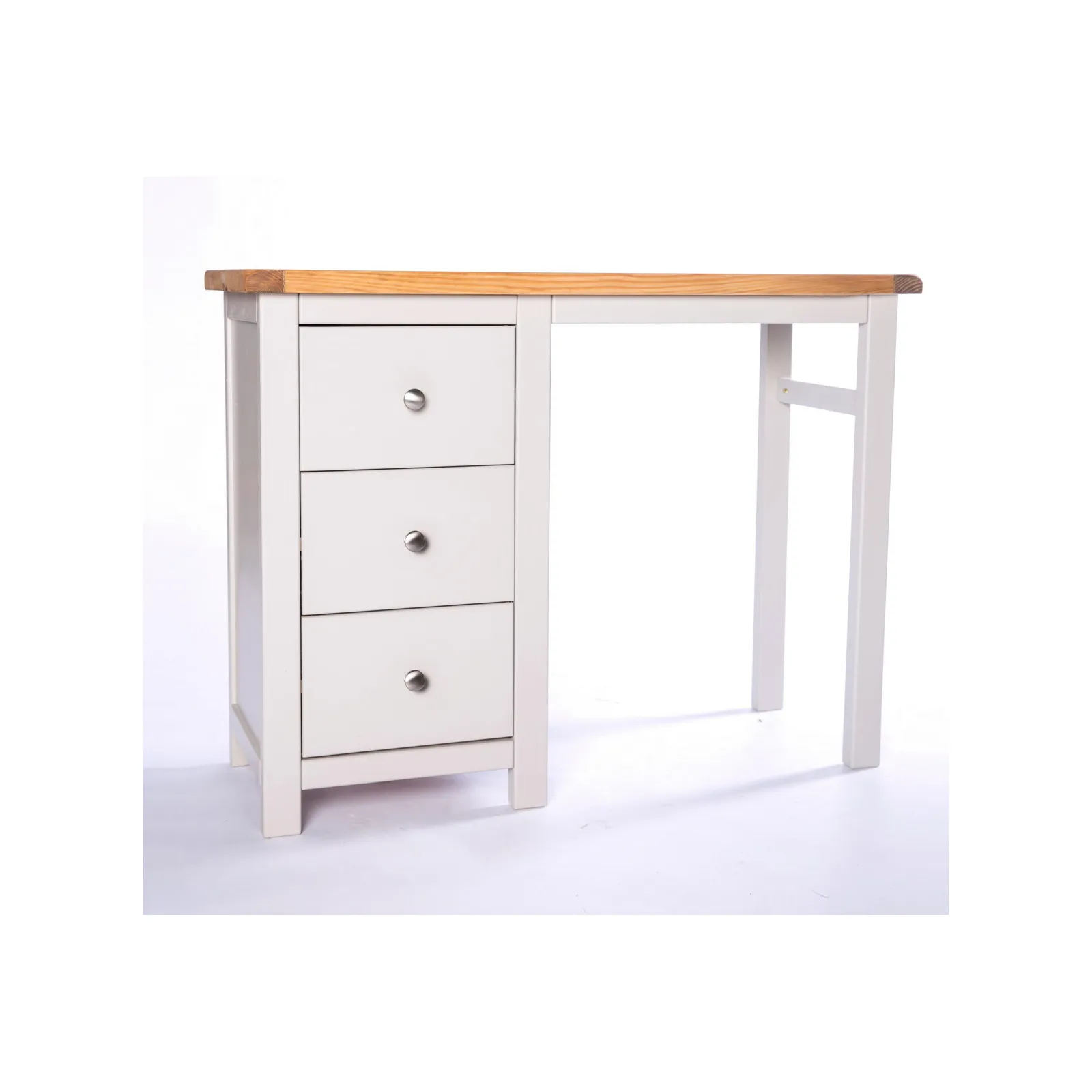 Cabinet Bits Argenta 3 Drawer Desk - Dressing Table Chrome Knob in Light Grey 3