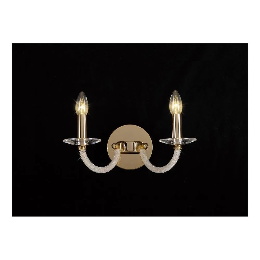 Netlighting Elena Wall Lamp Switched 2 Candle Light Gold Crystal 2