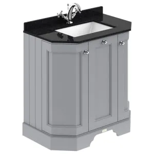 Bayswater Victrion Plummett Grey Angled Traditional Freestanding Vanity Unit & Black Marble Top Basin - 750mm