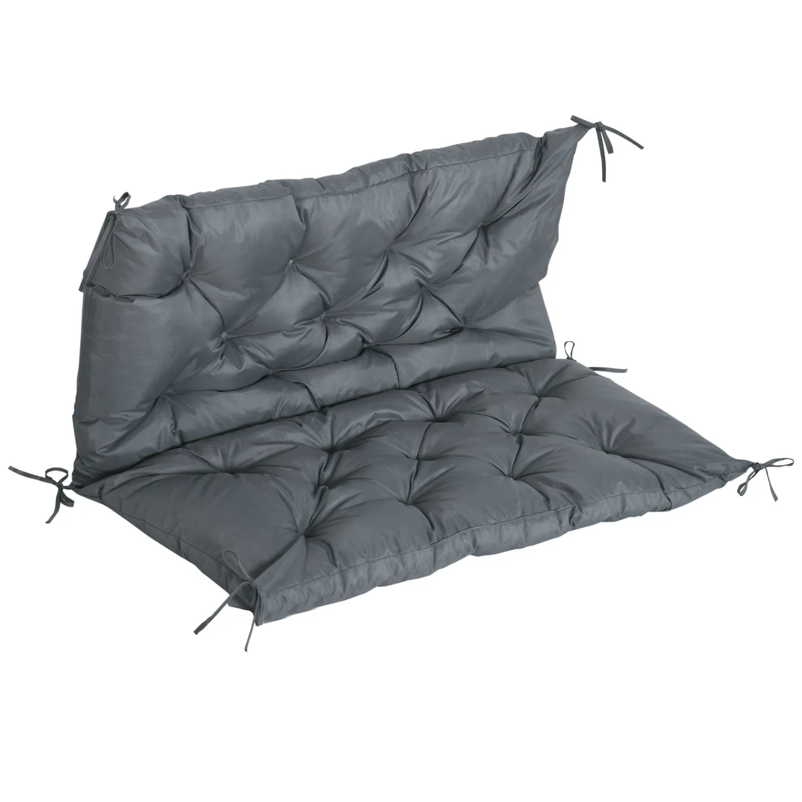 OUTSUNNY 2 Seater Garden Bench Cushion Outdoor Seat Pad with Ties in Dark Grey 2