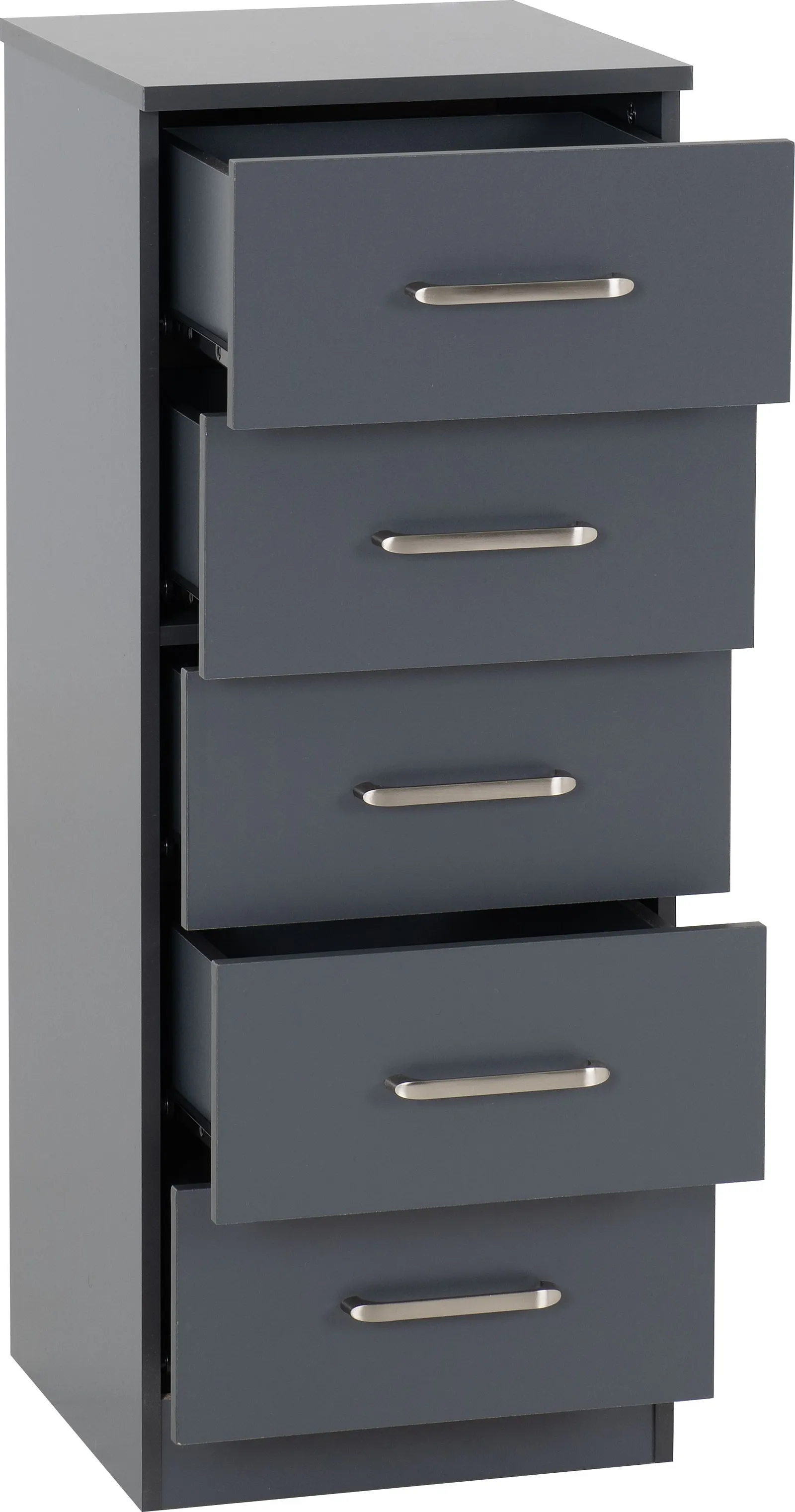 Seconique Dakotia 5 Drawer Narrow Chest in Dark Grey 5