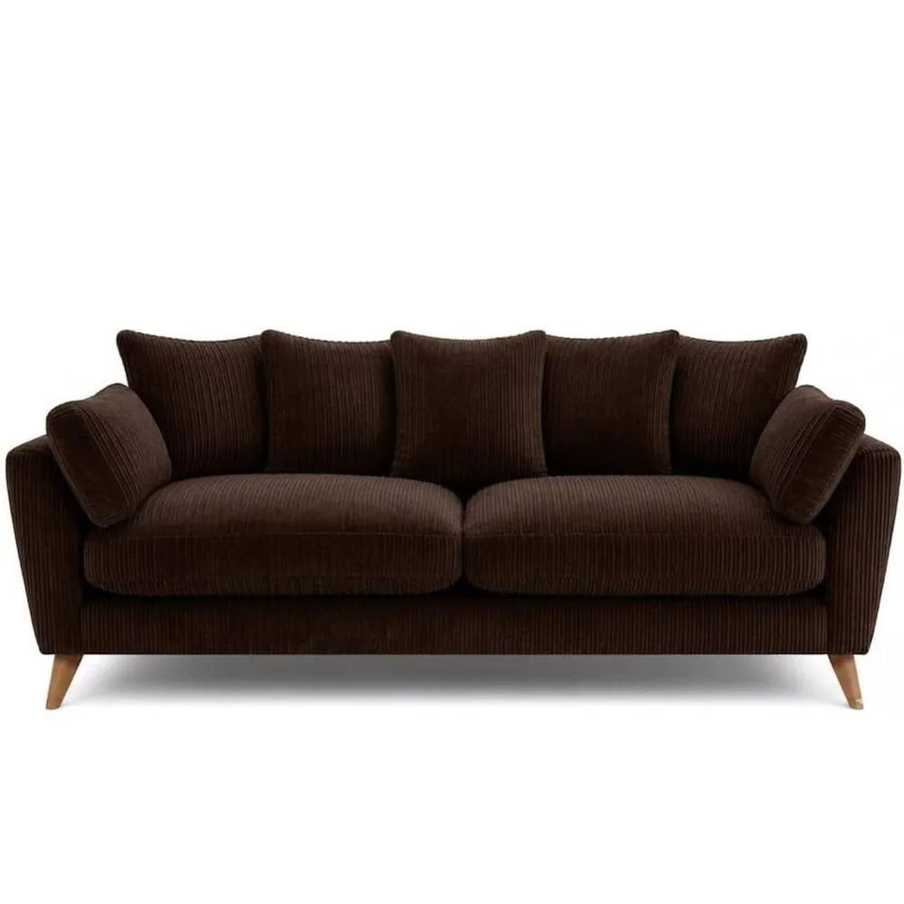 Bliss Furniture Harlow Jumbo Cord 3 Seater Sofa, Modern Tailored Design in Brown