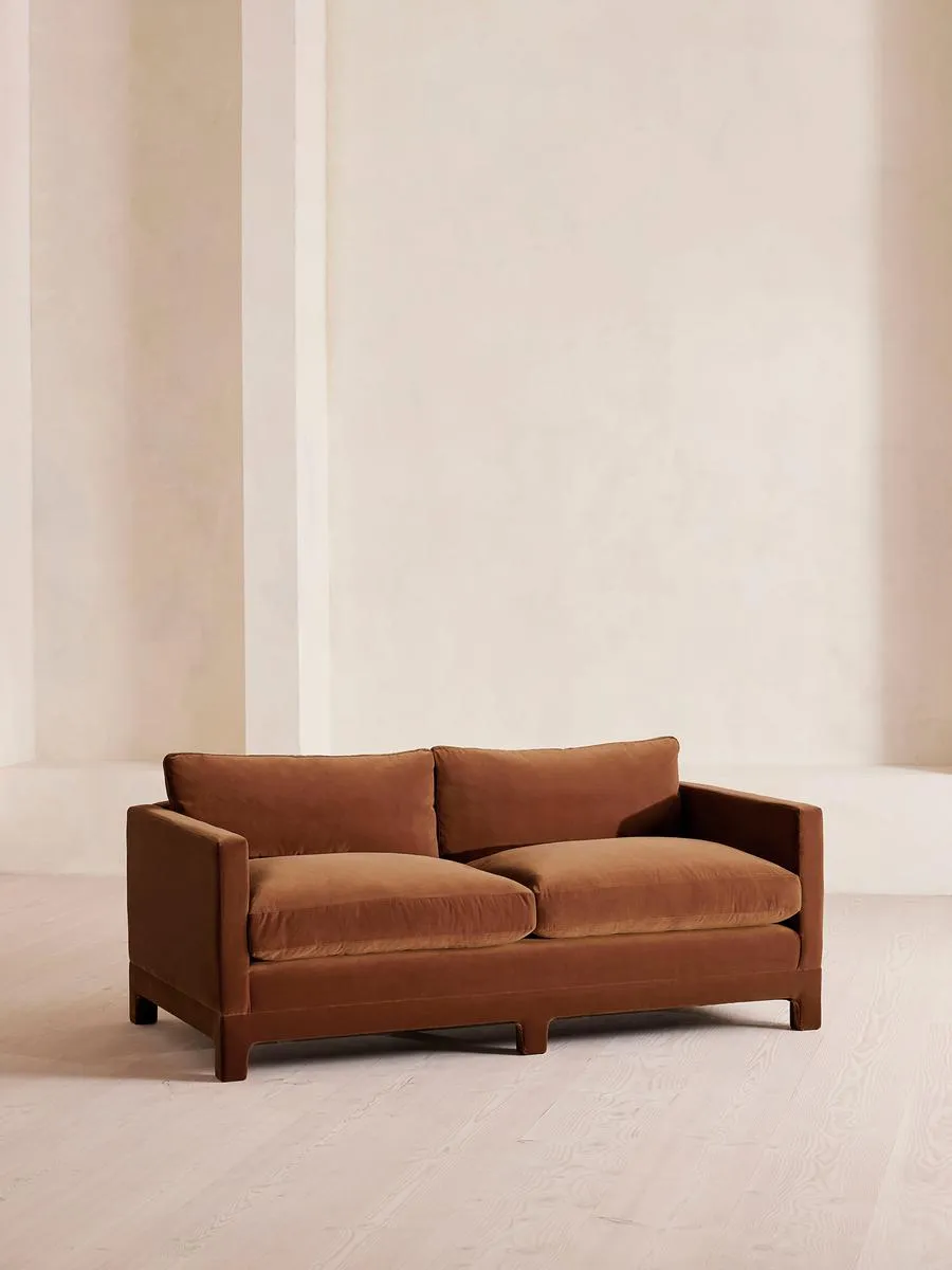 Ashford Two Seater Sofa, Velvet, Cinnamon