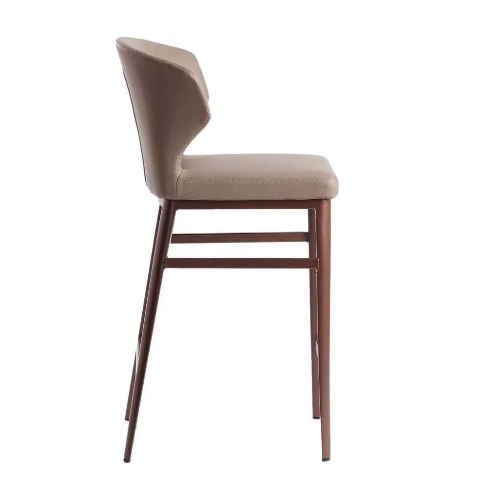 Angel Cerda Dark Mink Leatherette Stool Bronze Stainless Steel in Fawn 5