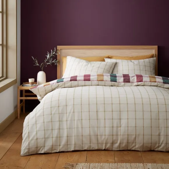Catherine Lansfield Autumn Check Duvet Cover and Pillowcase Set 3
