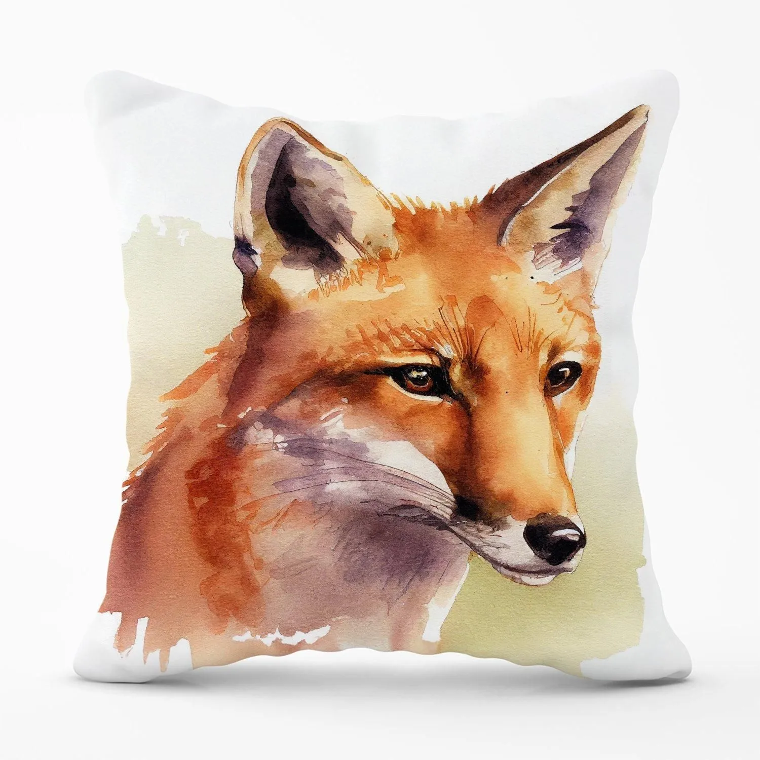Warren Reed - Designer Fox Watercolour Outdoor Cushion in Brown