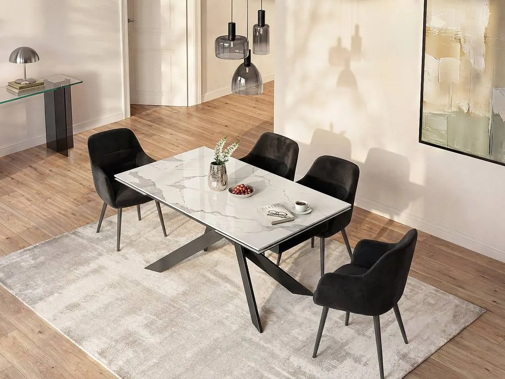 Vente-unique 6 - 10 Seater Extendable Dining Table In Ceramic & Metal - White and in Grey 3
