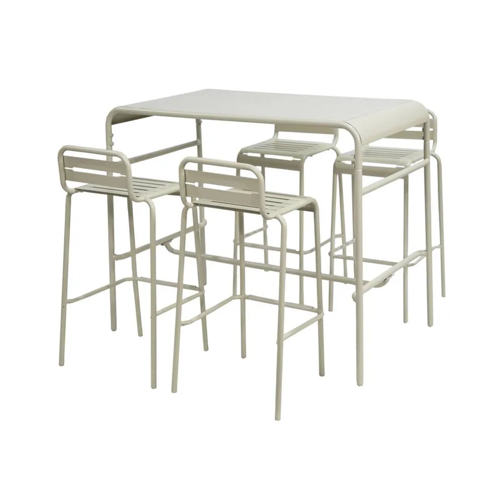 sweeek Garden high table with 4 steel bar stools in Beige 2