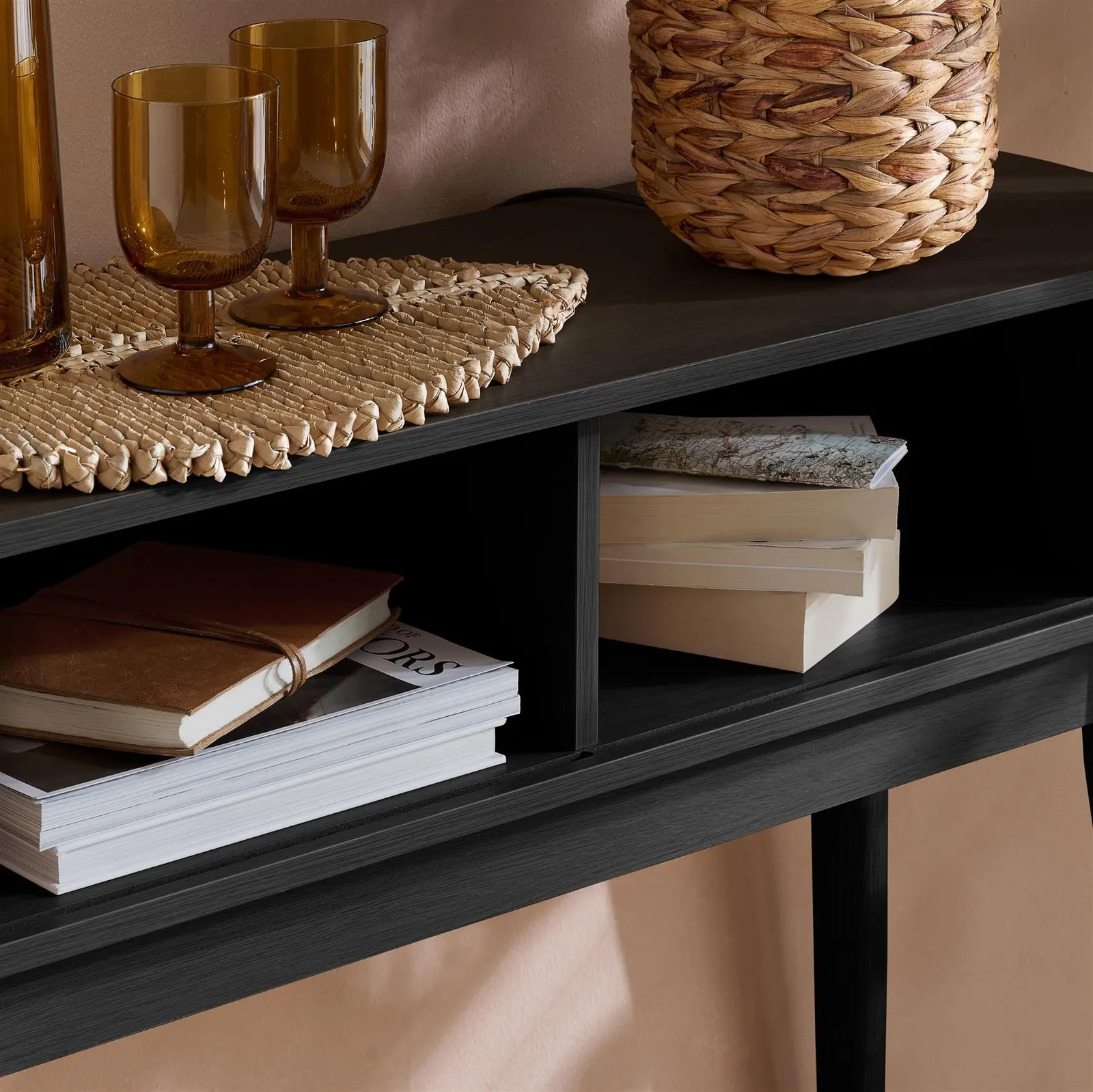Birlea Fluted Console Table Axel in Black 4