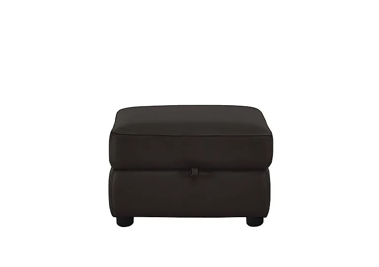 Echo Leather Storage Footstool - Dark Chocolate