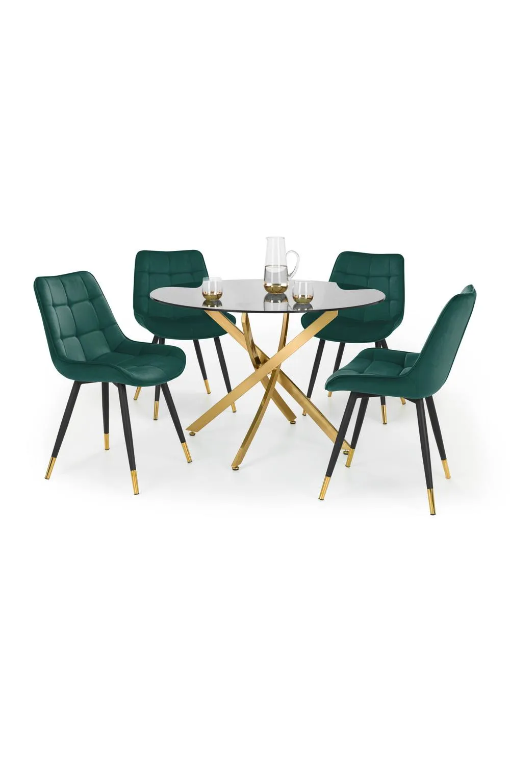 Julian Bowen Montero Round Glass Top 4 Seater Dining Table in Gold 6