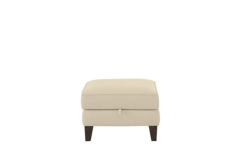 Brondby Leather Storage Footstool - BV Bisque