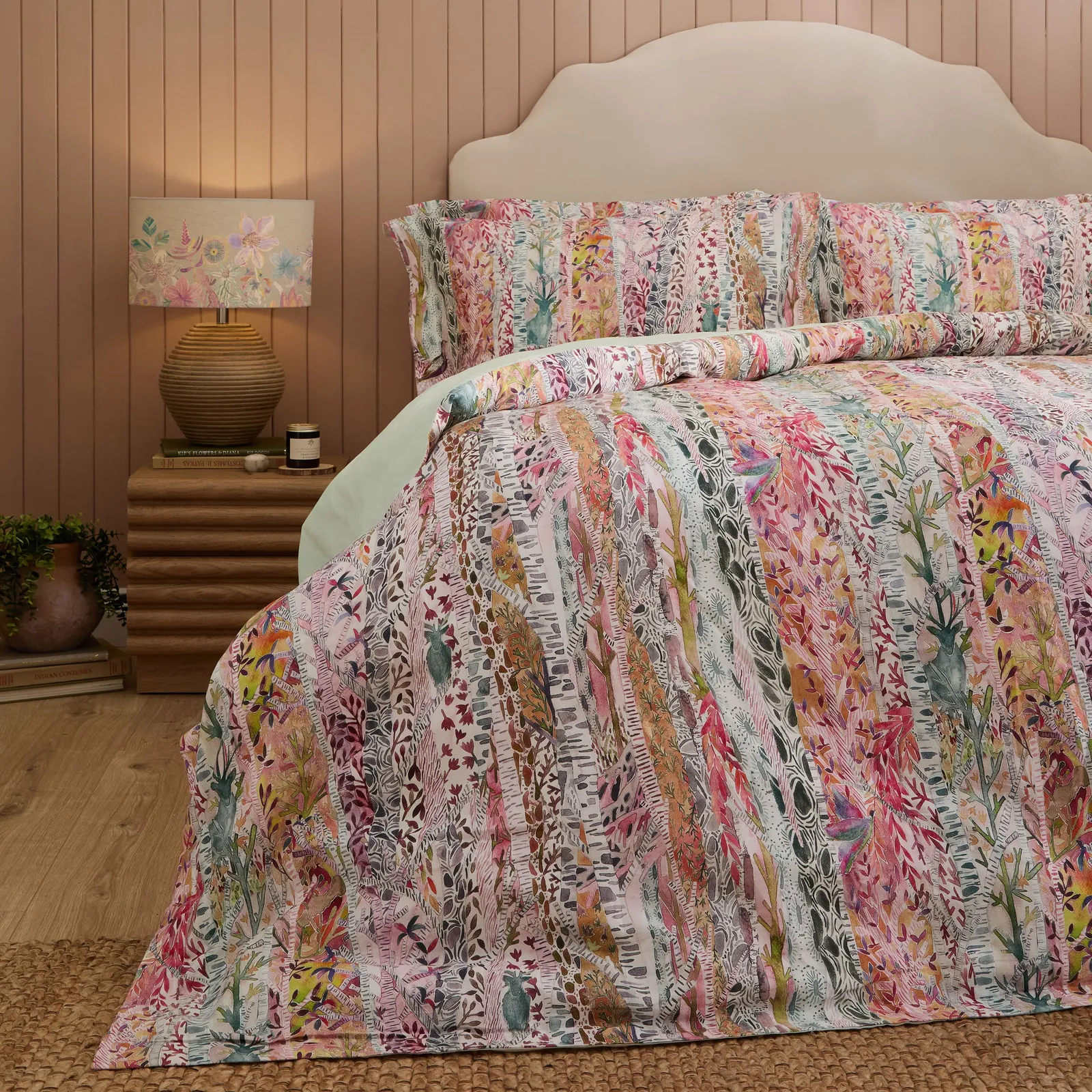 Voyage Maison Whimsical Tale Printed 100% Cotton Duvet Cover Set in Dusty Pink