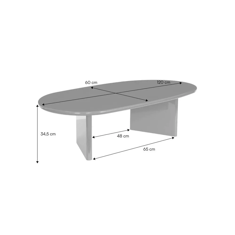 sweeek Oval coffee table with glossy finish in Burgundy 5