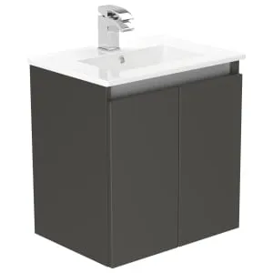 Newland Midnight Mist Slimline Basin Suspended Double Door Unit - 500mm