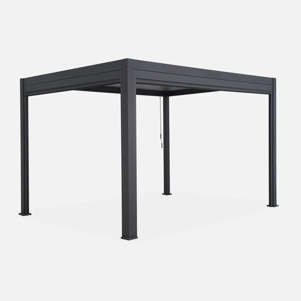 sweeek Louvered pergola aluminium 4 x 3m & a 4m blind in Dark Grey 2