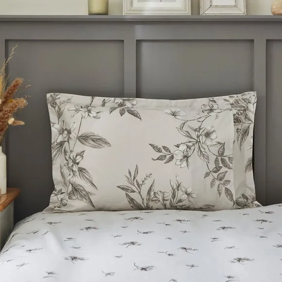 Bridget Etched Floral 100% Cotton Oxford Pillowcase