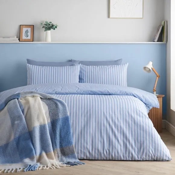 Catherine Lansfield Epping Textured Stripe Reversible Polycotton Duvet Cover & Pillowcase Set 5
