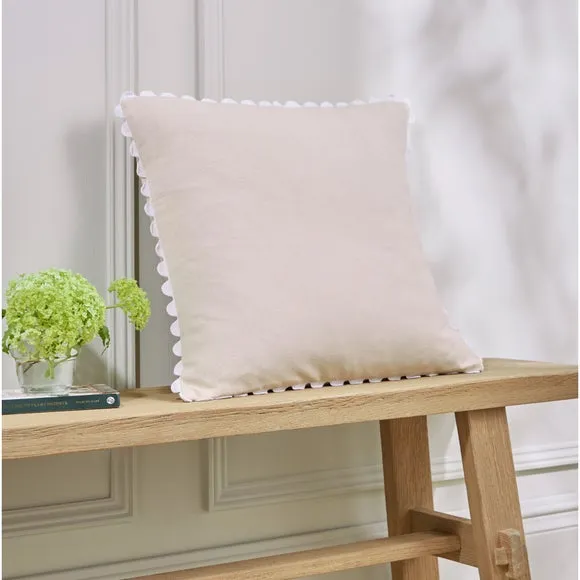 Ric Rac Trim Cotton Square Cushion Cover 1