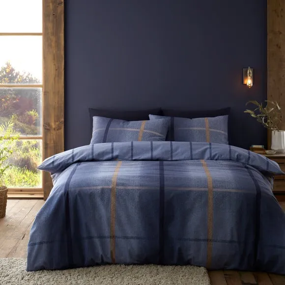 Catherine Lansfield Melrose Tweed 100% Brushed Cotton Duvet Cover & Pillowcase Set 1