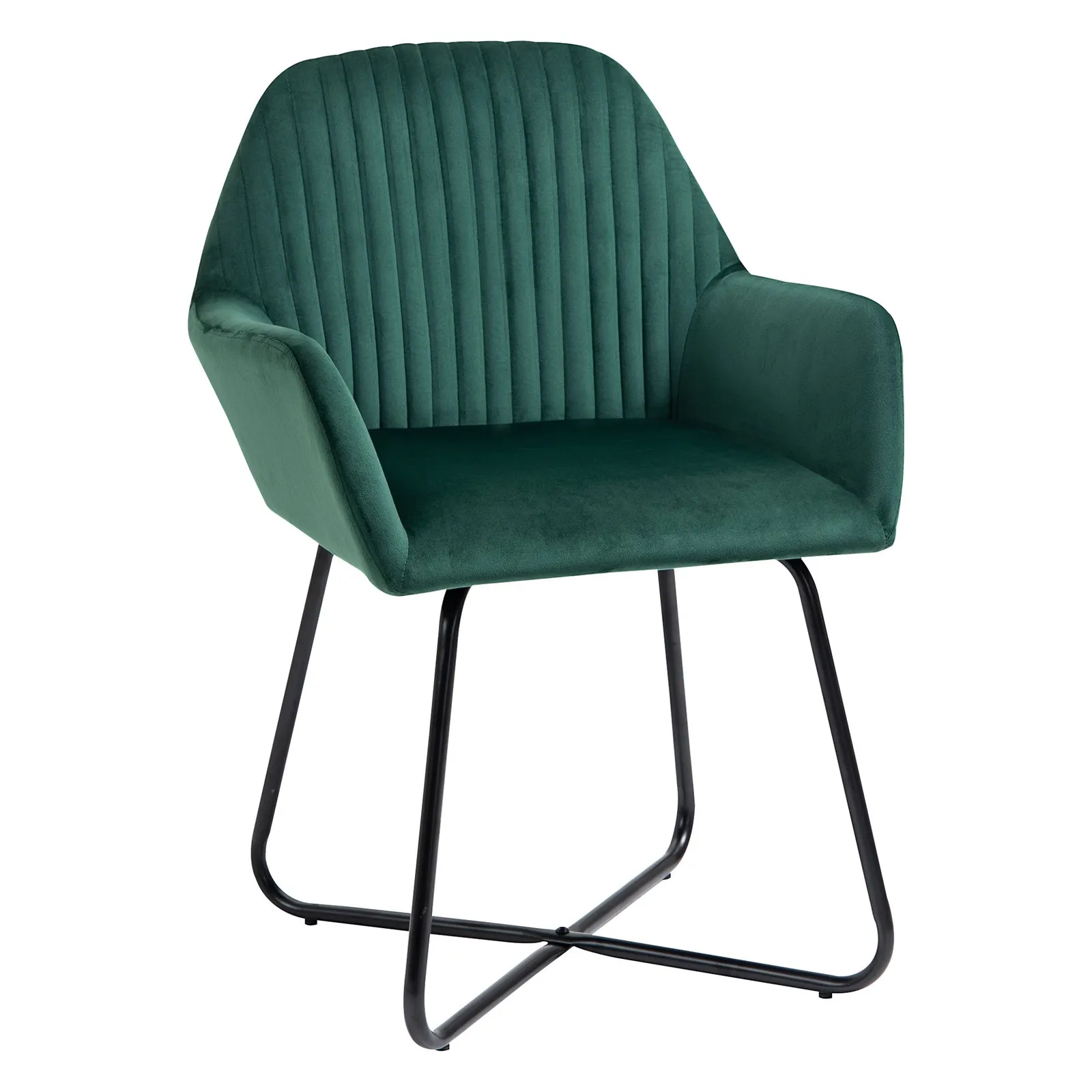 HOMCOM Modern Accent Chair Velvet-Feel Upholstered Lounge Armchair in Green 2