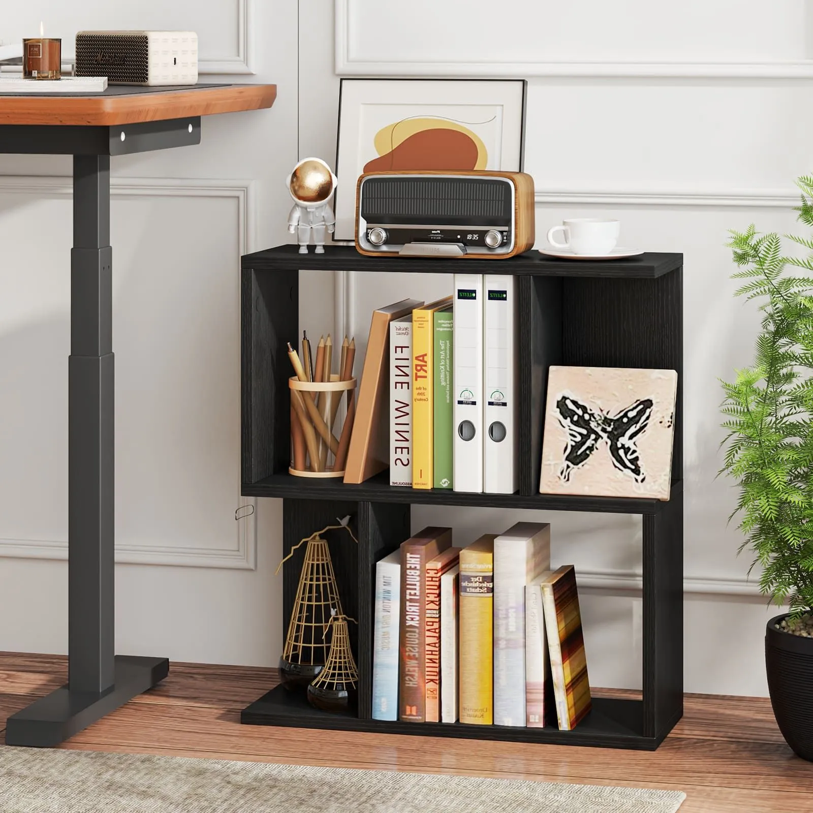 Costway 3-Tier Bookshelf Display Shelf Home Office Freestanding Side Table Black 3