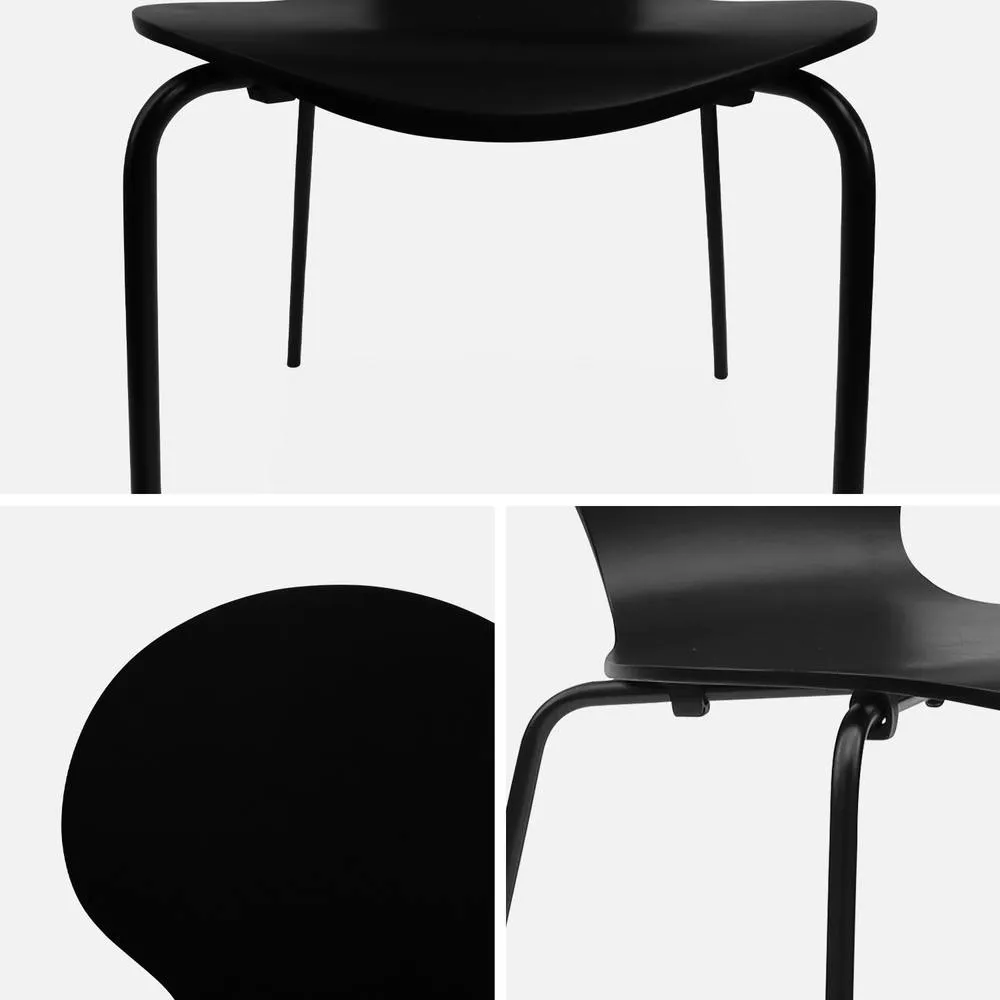 sweeek Set Of 4 Retro Wooden Stacking Chairs in Black 6