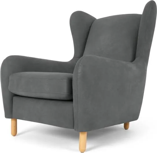 Rubens Wingback Armchair, Pavillion Grey Leather