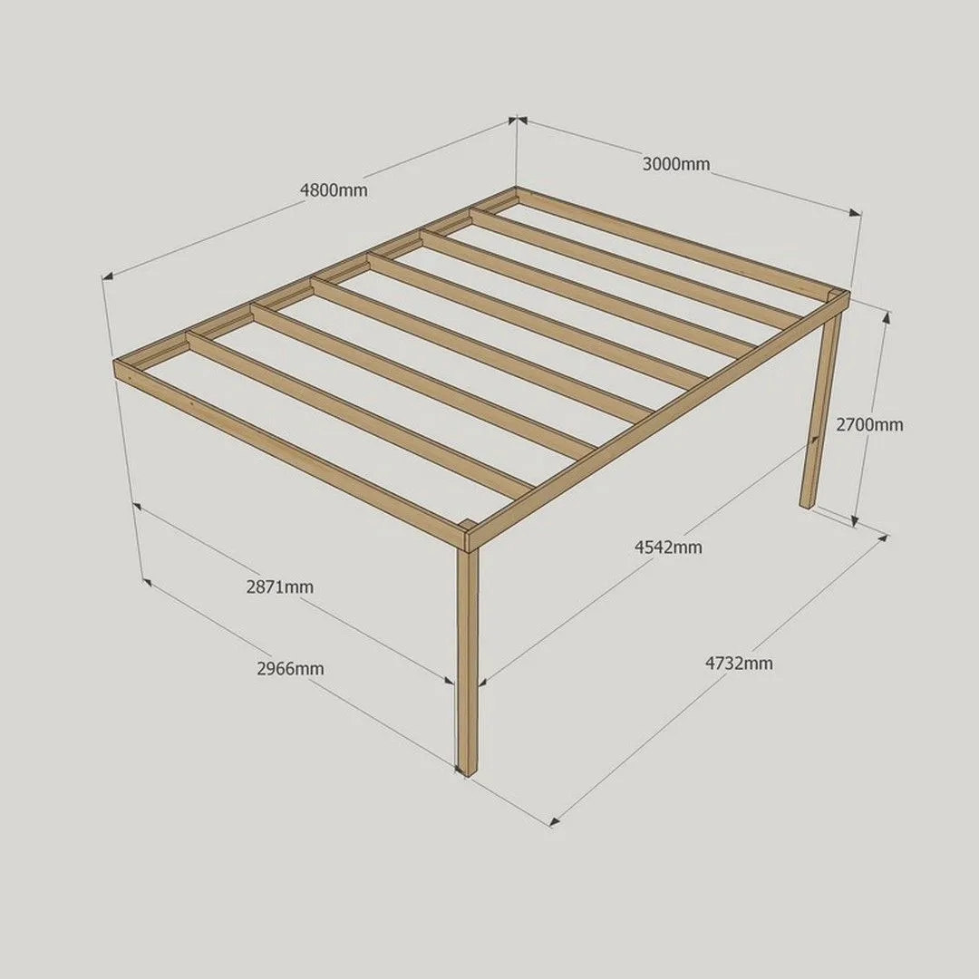 Rutland County Garden Furniture Ltd Wall Mounted Box Pergola - Wood - L300 x W480 x H270 cm - Light Green 3