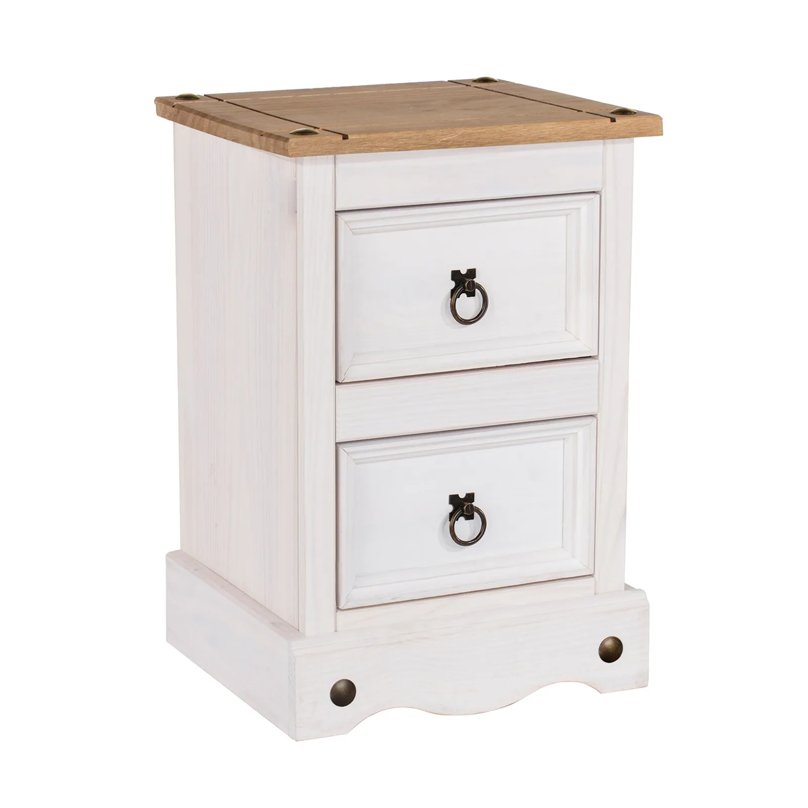 Corona 2 Drawer Petite White Bedside Cabinet White