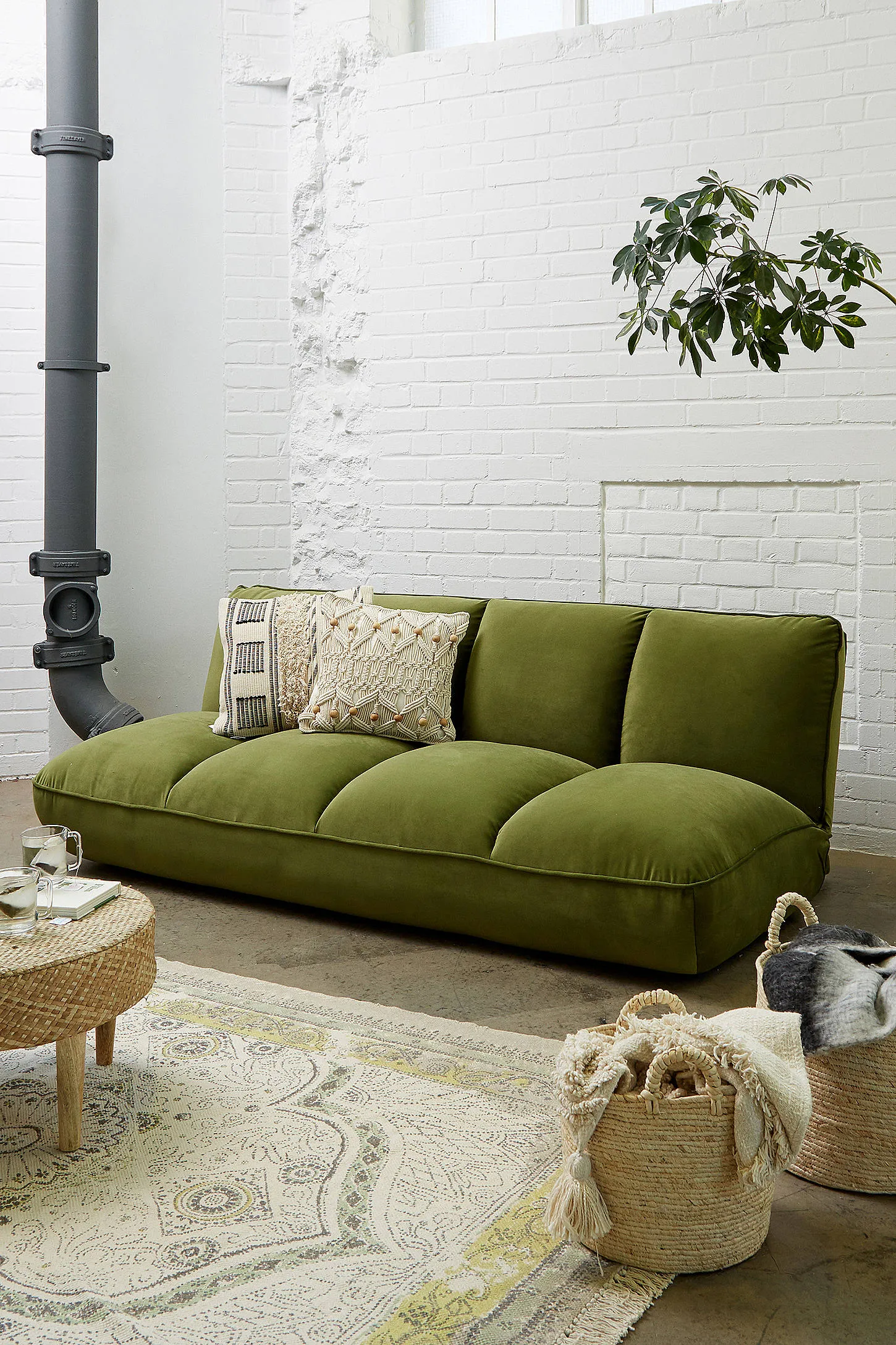 Theo Green Velvet XL Sofa Bed - Green 206cm x 100cm x 74cm