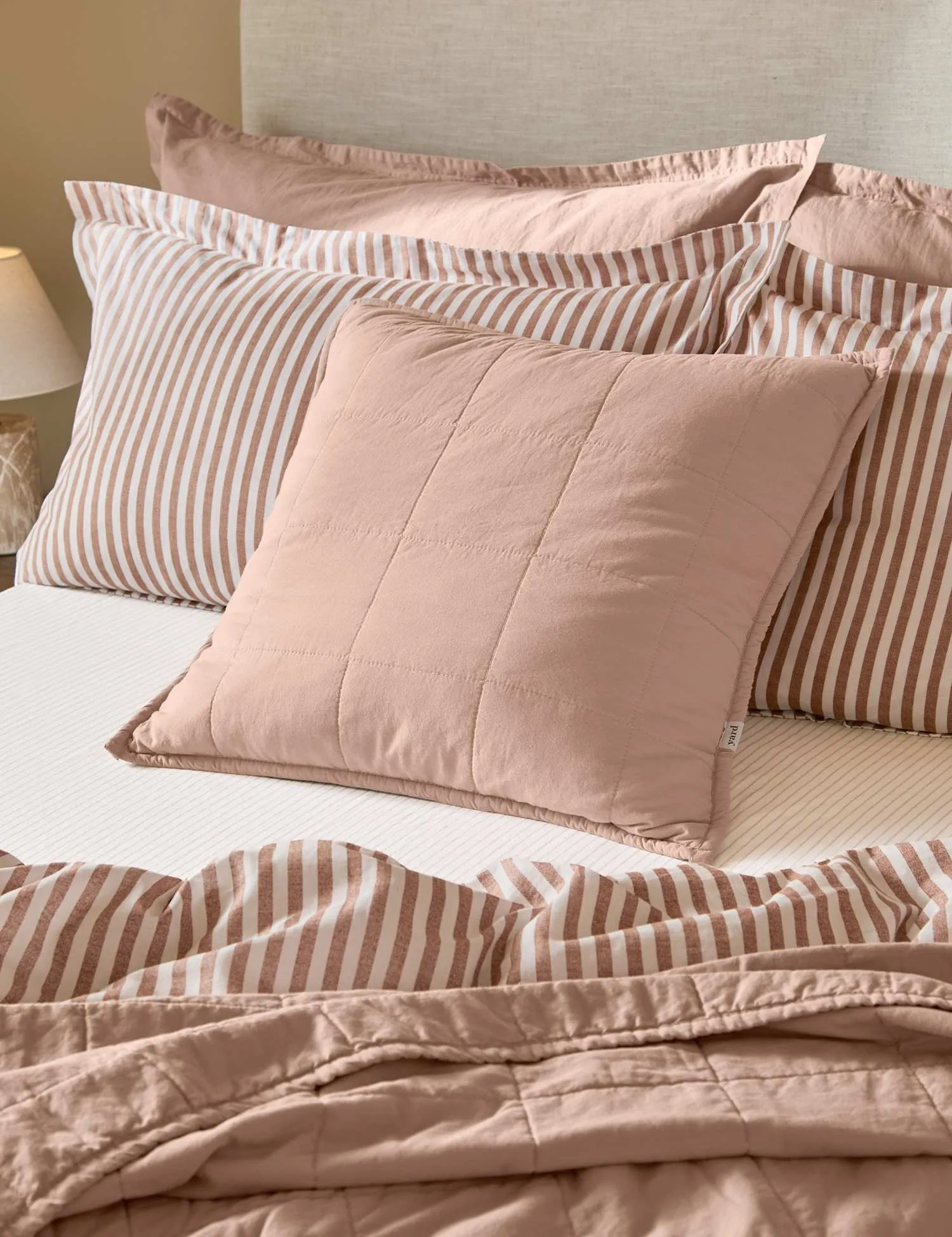 YARD Hebden Quilted Cotton Cushion Pink