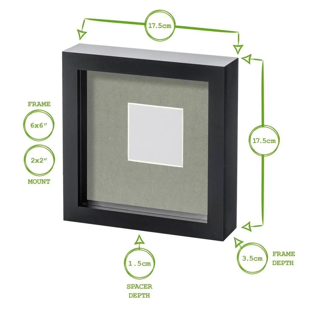 Nicola Spring 3D Box Photo Frames with 2" x 2" Mounts - 6" x 6" - Grey - Pack of 5 in White 4