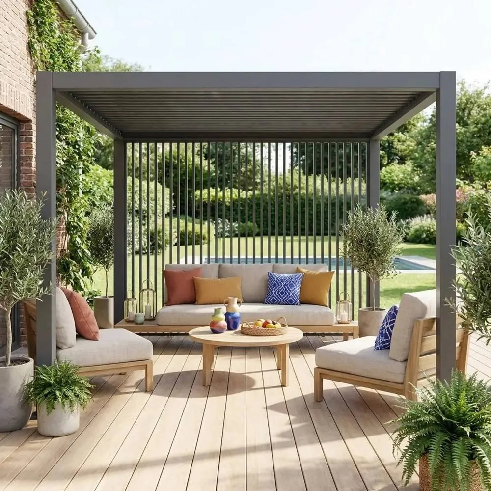 sweeek Set of 3 vertical louvers 130cm for bioclimatic pergola Triomphe in Dark Grey 3