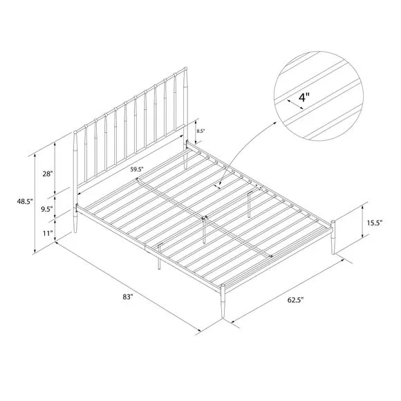 Dorel Home Giulia Modern Metal Bed Frame 6