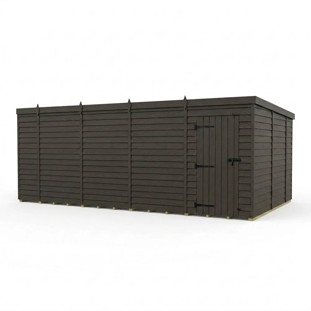 Buttercup Farm 18ft x 10ft Composite Pent Garden Shed Single Door No Windows in Grey
