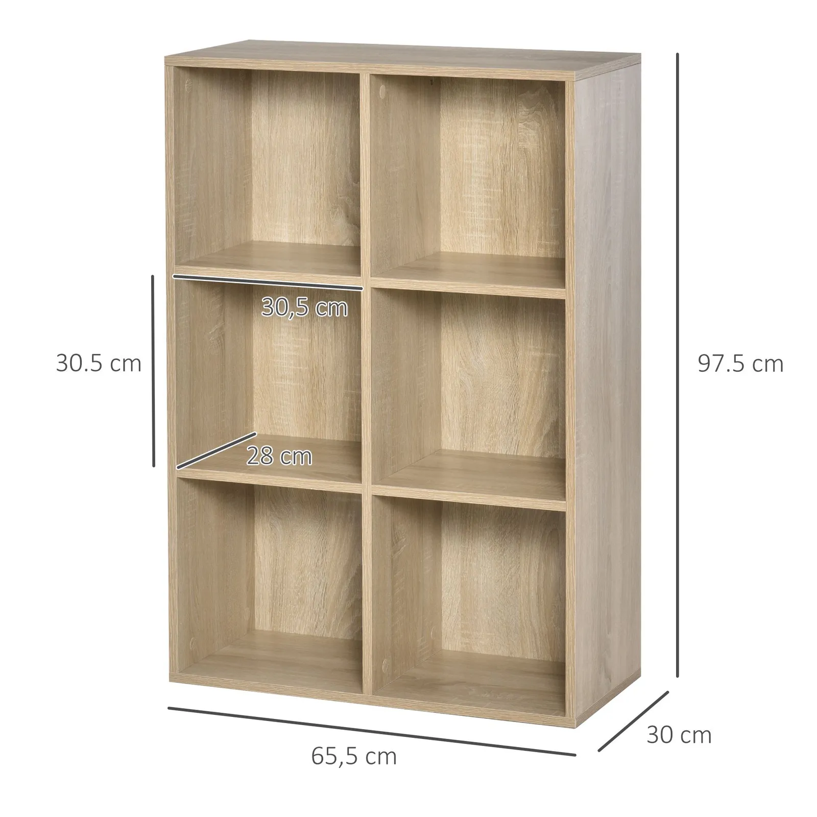HOMCOM Cubic Cabinet Bookcase Storage Shelves for Home Office in Light Oak 3
