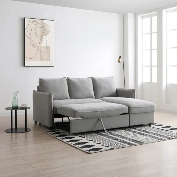 Lucie Grey Boucle Corner Sofa Bed 3