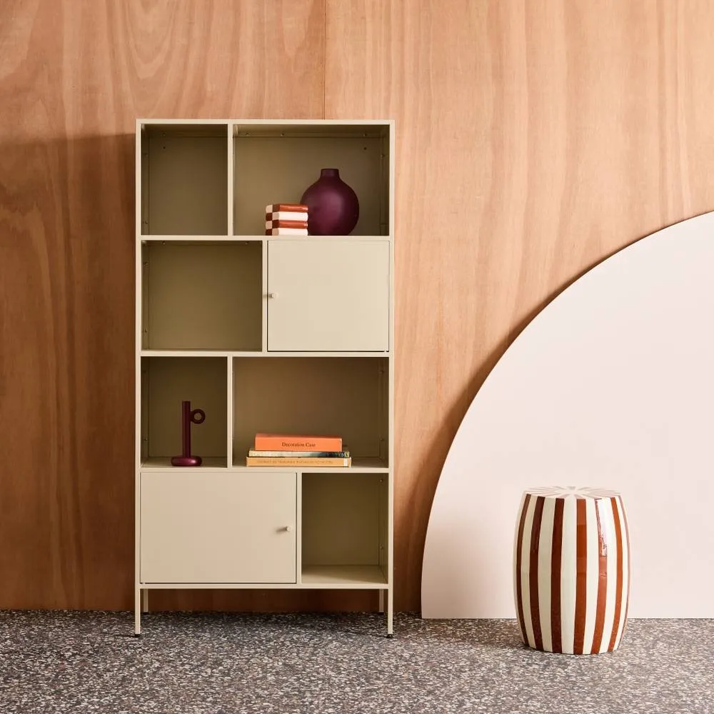 sweeek Buffet, industrial metal storage unit with 8 compartments in Cream