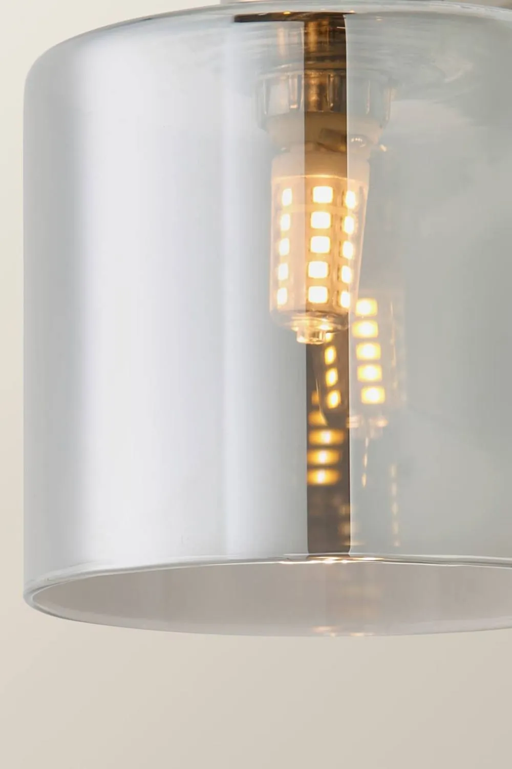 ValueLights Demi Pair of Smoked Glass Cup Wall Lights with Bulbs in Metallic Silver 6