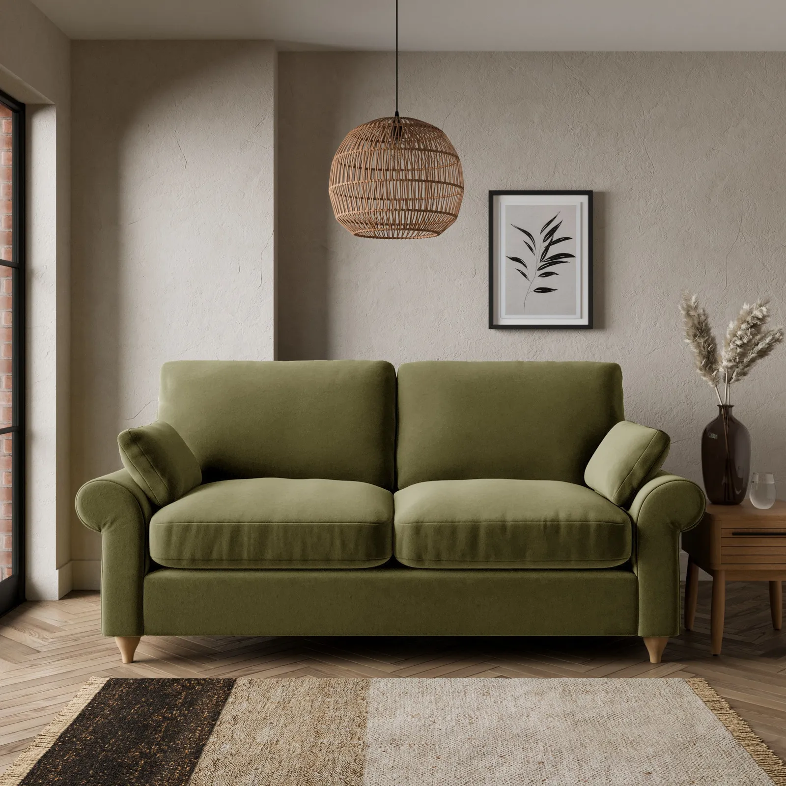 Salisbury Luxury Velvet 2 Seater Sofa Bed Luxury Velvet Olive