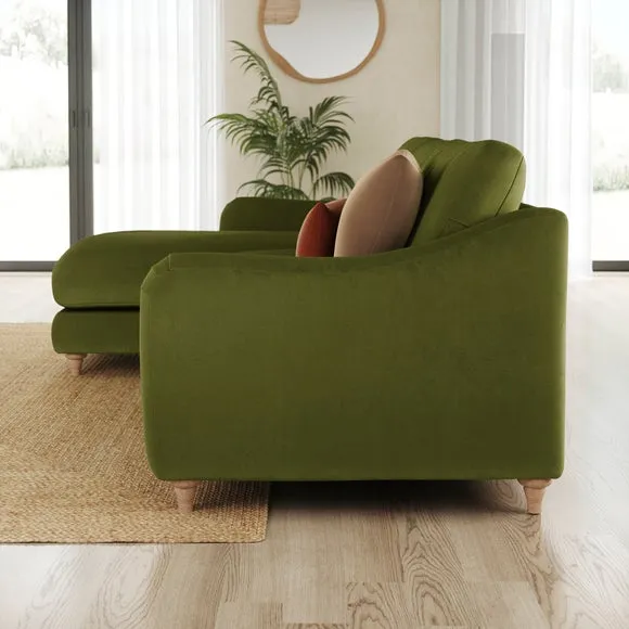Hattie Matte Plush Velvet Corner Chaise Sofa 2