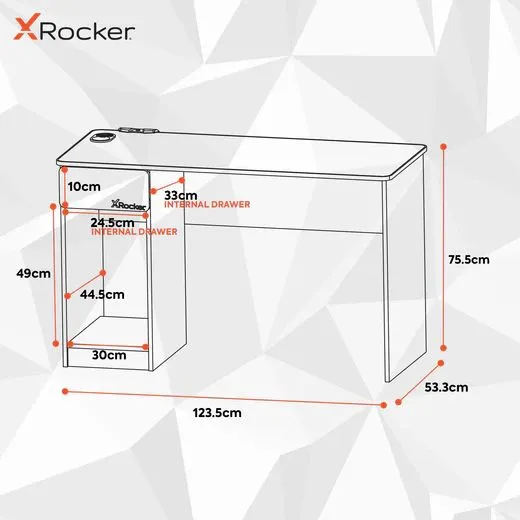 X Rocker Carbon-Tek 120cm LED Gaming Desk with Drawer & Charging in Red 6