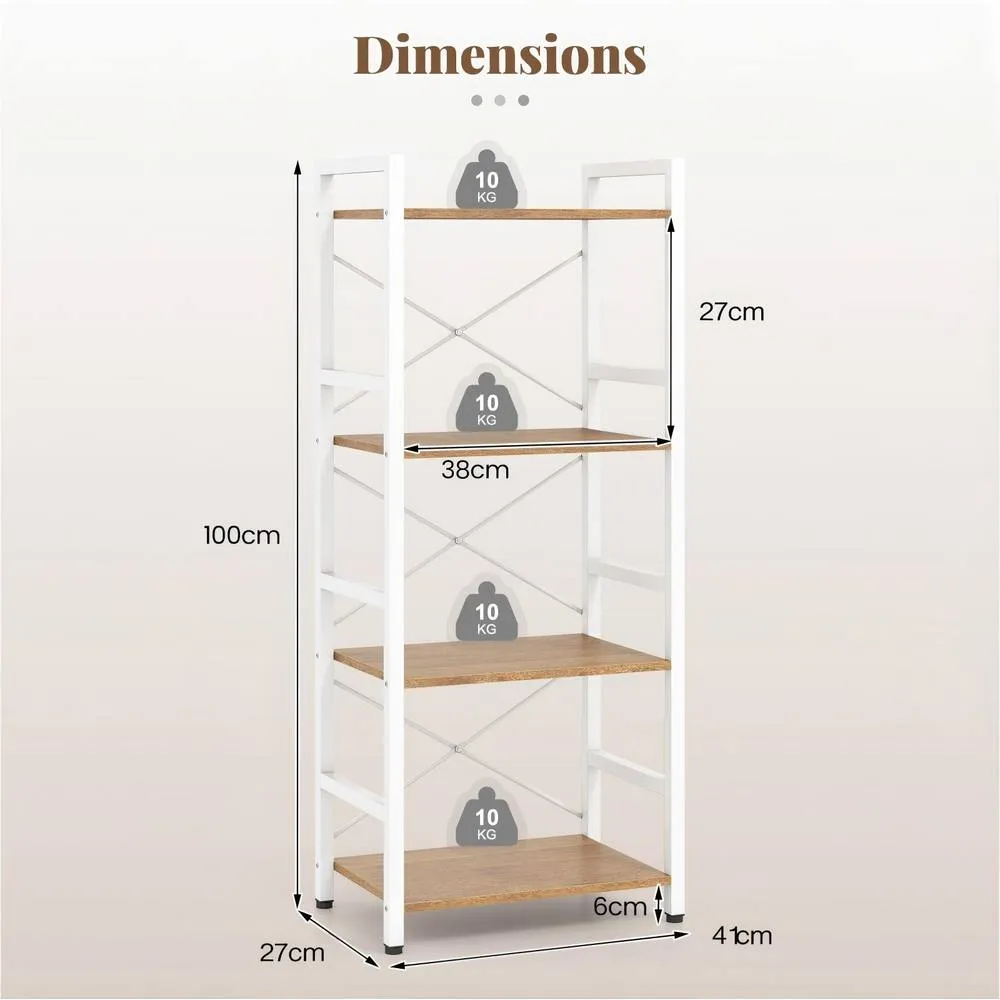 Costway Freestanding Bookshelf 4-Tier Bookcase Display Rack w/ Open Shelves in Natural 5