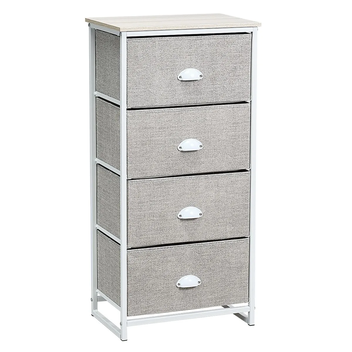 Costway 4-Drawer Fabric Dresser Metal Frame Chest of Drawers Nightstand