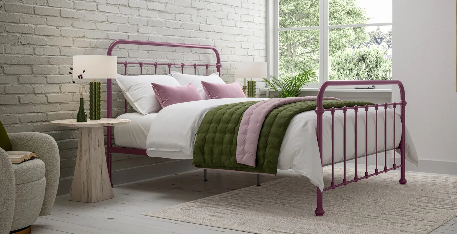 Oliver Bed, Double - Mauve