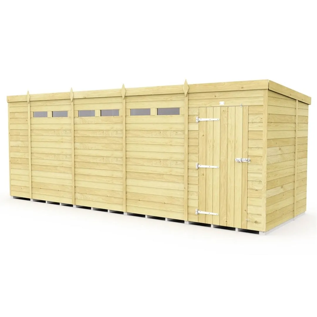 Buttercup Farm 18 x 6 Feet Pent Security Shed - Single Door - L178 x W533 x H201 cm in Brown