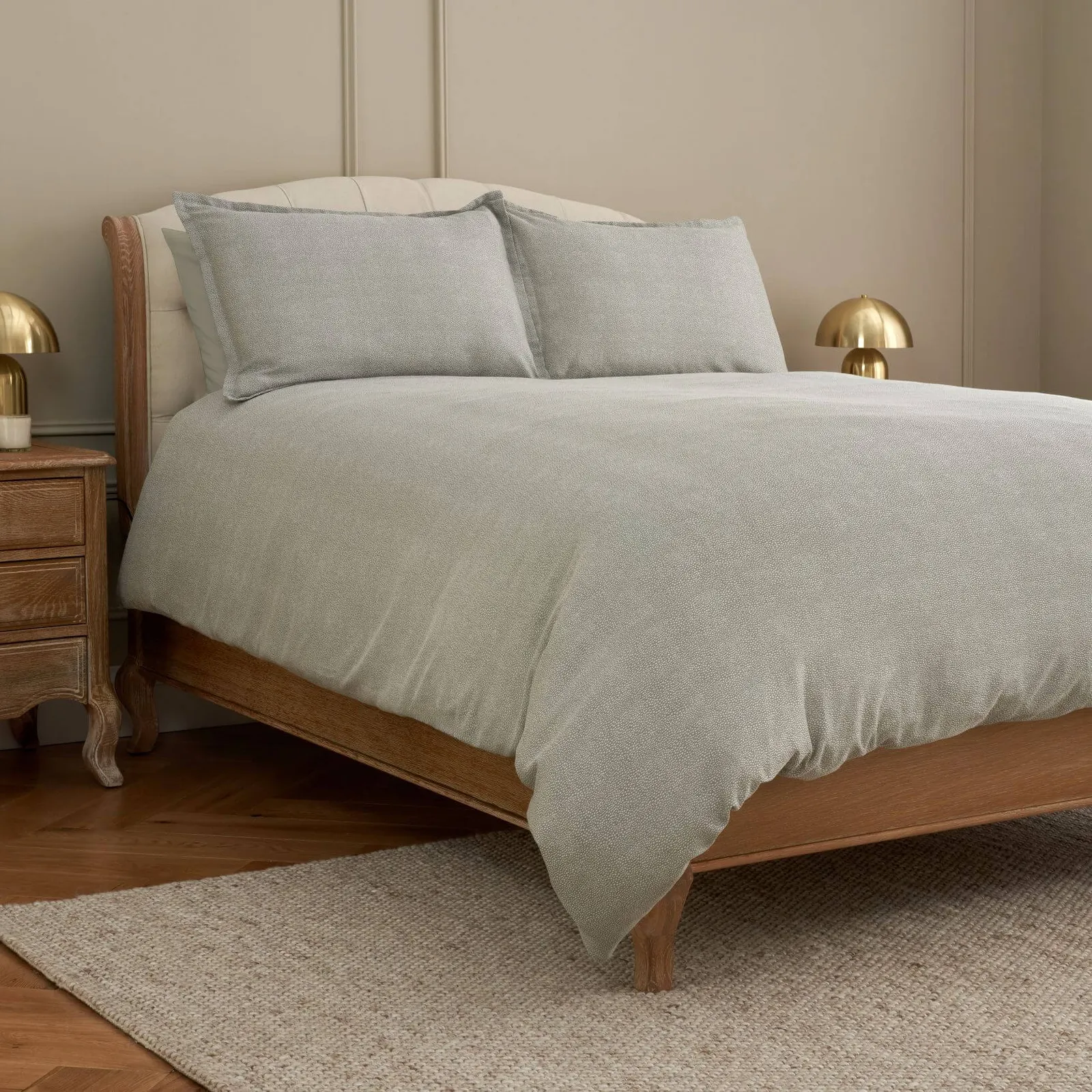 Cotton Collection Soft Jacquard Duvet Cover, Sage, King