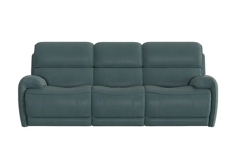 Link 3 Seater Leather Power Recliner Sofa with Power Headrests - BV Lake Green