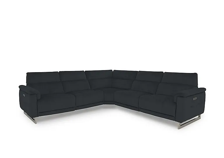 Moet Large Fabric Power Recliner Corner Sofa with Telescopic Headrests - Opulence Charcoal
